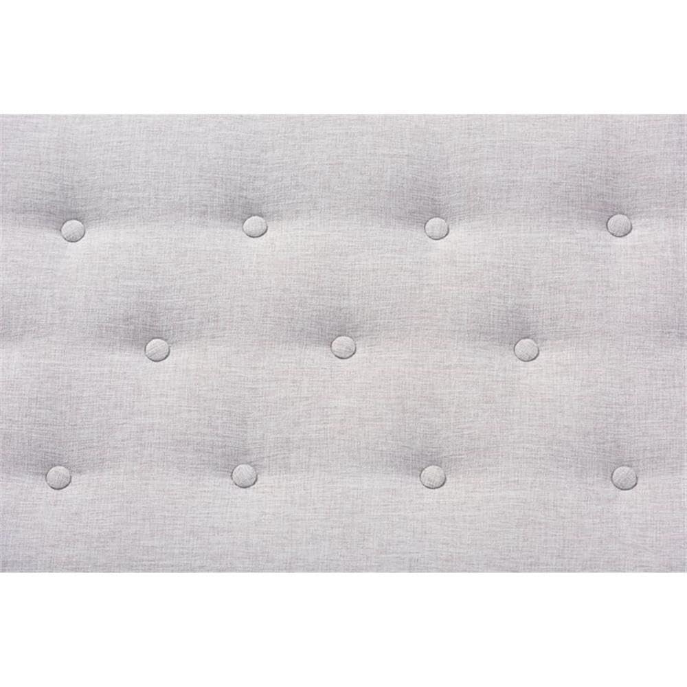 Baxton Studio Rika Mid-Century Modern Greyish Beige Fabric Upholstered Walnut Brown Finished Boomerang Bench