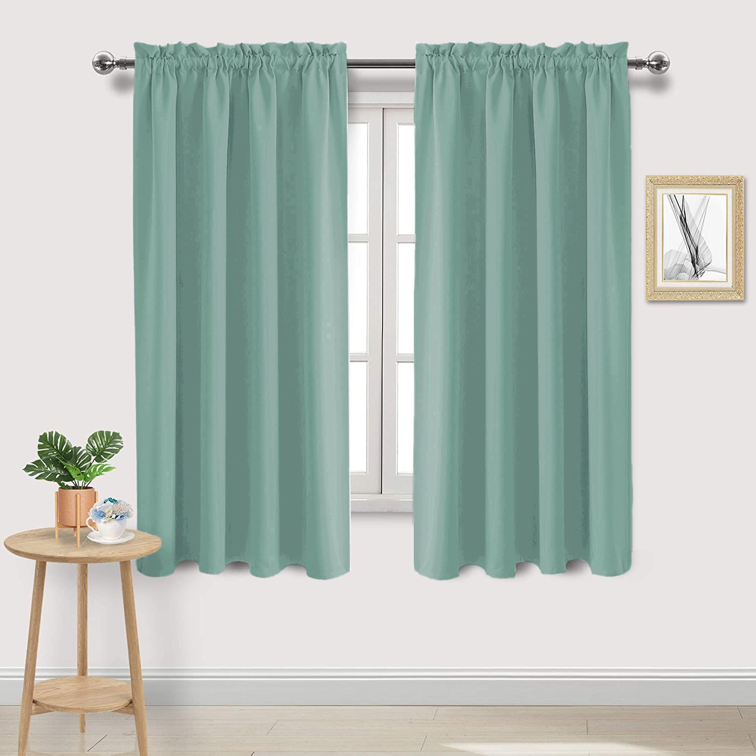 Dwcn Blackout Curtains Thermal Insulated, Energy Saving & Noise Reducing Bedroom And Living Room Curtains, Sage Green, W 52X L 6