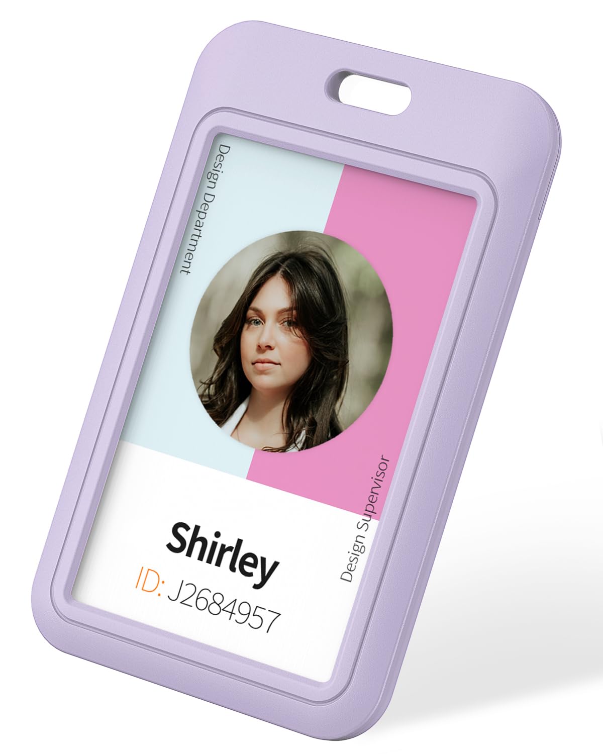 Uniclife 6 Pack Sliding Id Badge Holder Vertical Hard Plastic Case With Clear Window Light-Purple Card Protector For Office Scho