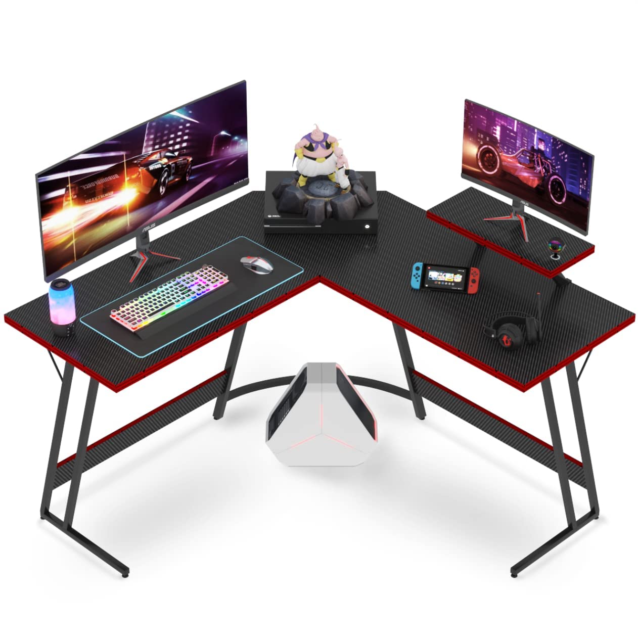 VICTONE L Shaped Gaming Desk 51 Inch Computer Corner Desk, Home Pc Desk, Office Writing Workstation with Large Monitor Stand, Sp