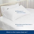 Extra Deep Pocket Air Mattress White Sheets Twin Size - 3Pcs Side Storage Pocket Fitted Sheet & Pillowcase Twin Deep Pocket Sheet Sets Easily Fits For Kids 16In To 24In Pillow Top Air Bed