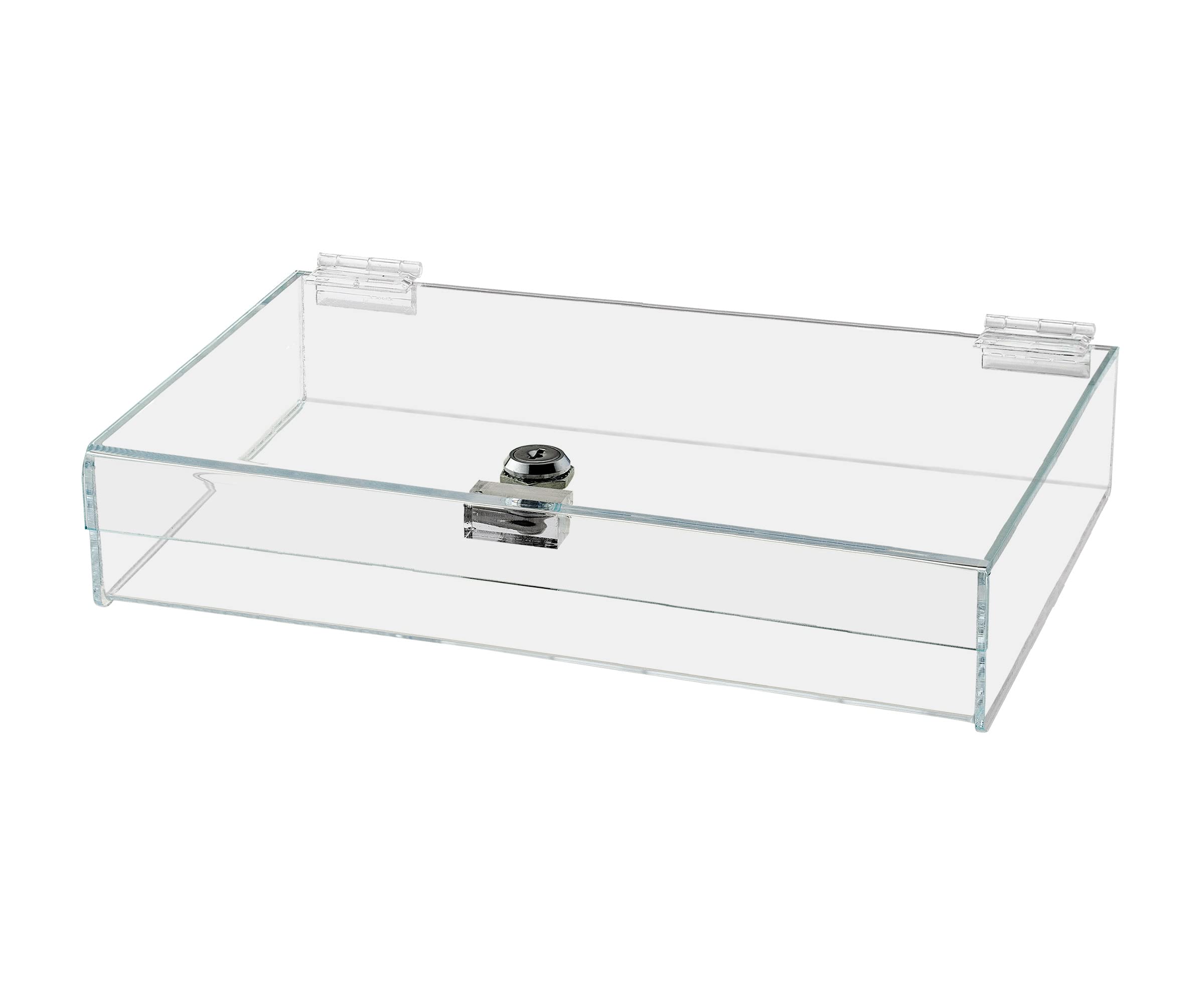 Acrylic Locking Display Case With Keys 12' X 8' X 2.75' Clear Rectangular Countertop Tray With Lid For Artifacts Antiques Col