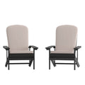 Set of 2 Adirondack Chairs in Slate Gray with Cream Cushions, Porch, and Patio