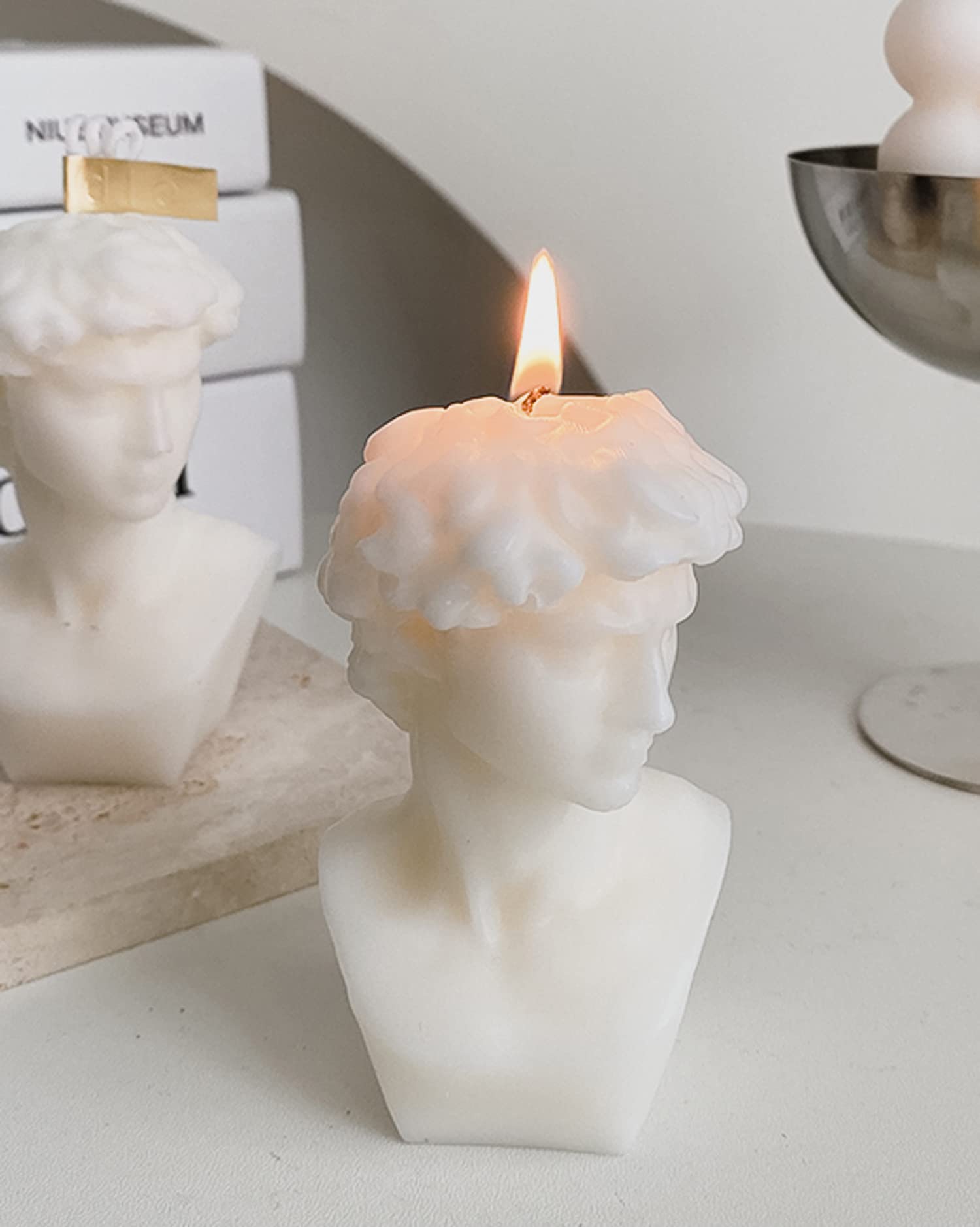 David Bust Statue Scented Candle,110G Aroma Soy Wax Greek Aesthetic Decorative Candle for Table Photo Prop Birthday Gift,Prefect