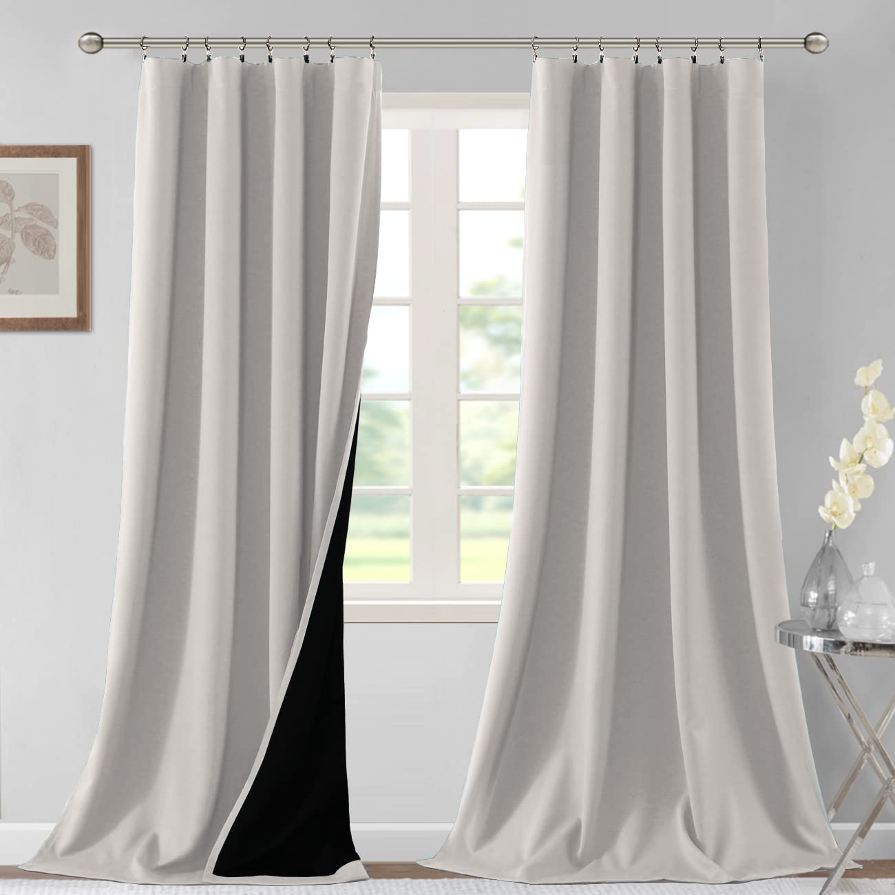 H.Versailtex 100% Blackout Curtains For Bedroom Thermal Insulated Blackout Curtains 108 Inches Long Rod Pocket/Clip Rings Curtai