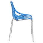 Modway Stencil Modern Stacking Two Kitchen and Dining Room Chairs in Blue