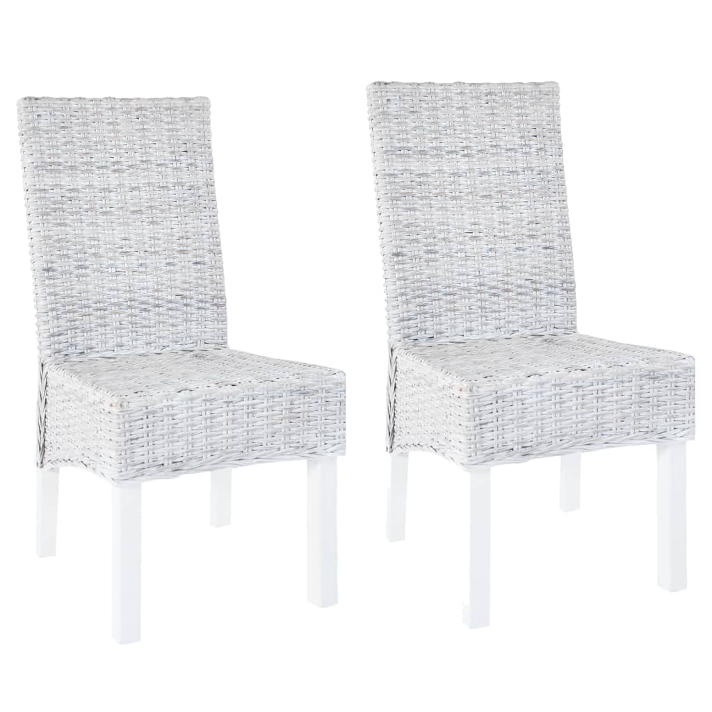 vidaXL Kubu Rattan Dining Chairs Set of 2 Mango Wood