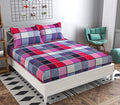Tib Glace Cotton 78 X 72 Elastic Fitted Bedsheets King Size With 2 Pillow Covers, Pack Of 3, Pink