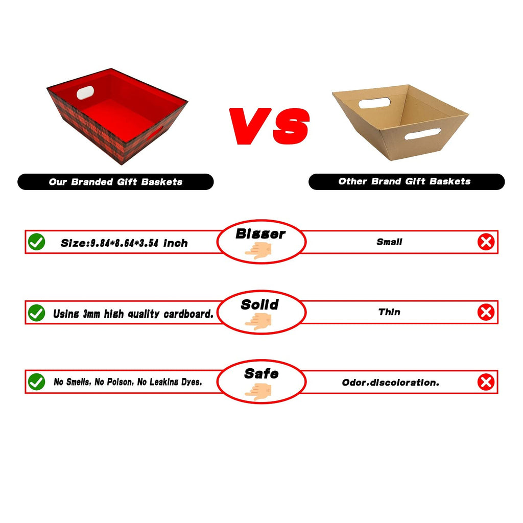 Basket For Gifts Empty, 5 Pcs Sturdy Diy Bulk Gift Basket Kraft Market Tray Cardboard Basket With Handles, Gift Basket Kit Suppl