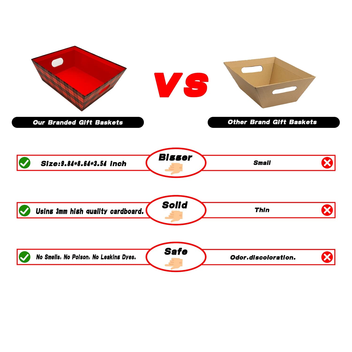 Basket For Gifts Empty, 5 Pcs Sturdy Diy Bulk Gift Basket Kraft Market Tray Cardboard Basket With Handles, Gift Basket Kit Suppl
