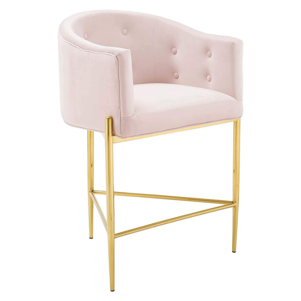 Modway Savour Tufted Performance Velvet Counter Stool, Pink