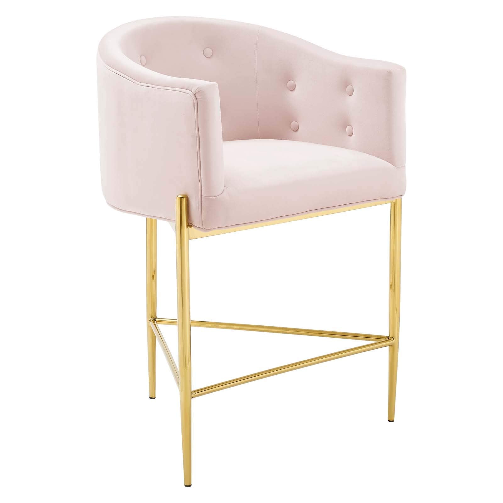 Modway Savour Tufted Performance Velvet Counter Stool, Pink