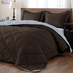 Downluxe King Size Comforter Set - Brown And Blue King Comforter, Soft Bedding Sets For All Seasons -3 Pieces - 1 Comforter (104