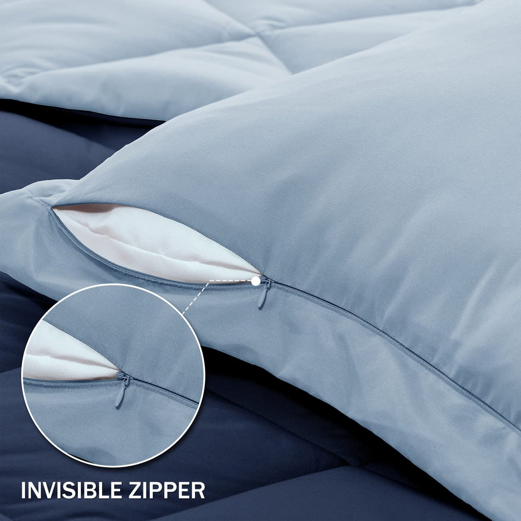 Downluxe Twin Comforter Set - Blue And Sapphire Twin Comforter, Soft Bedding Sets For All Seasons -2 Pieces - 1 Comforter (66'X