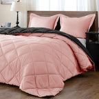 Downluxe King Size Comforter Set - Pink And Black King Comforter, Soft Bedding Sets For All Seasons -3 Pieces - 1 Comforter (104