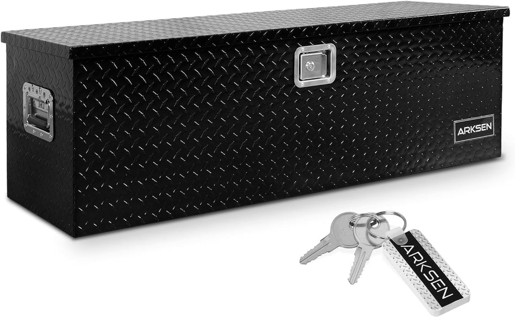 Arksen 49' Aluminum Diamond Plate Tool Box,Heavy Duty Waterproof Truck Storage Organizer Chest For Pick Up,Truck Bed, Rv Traile