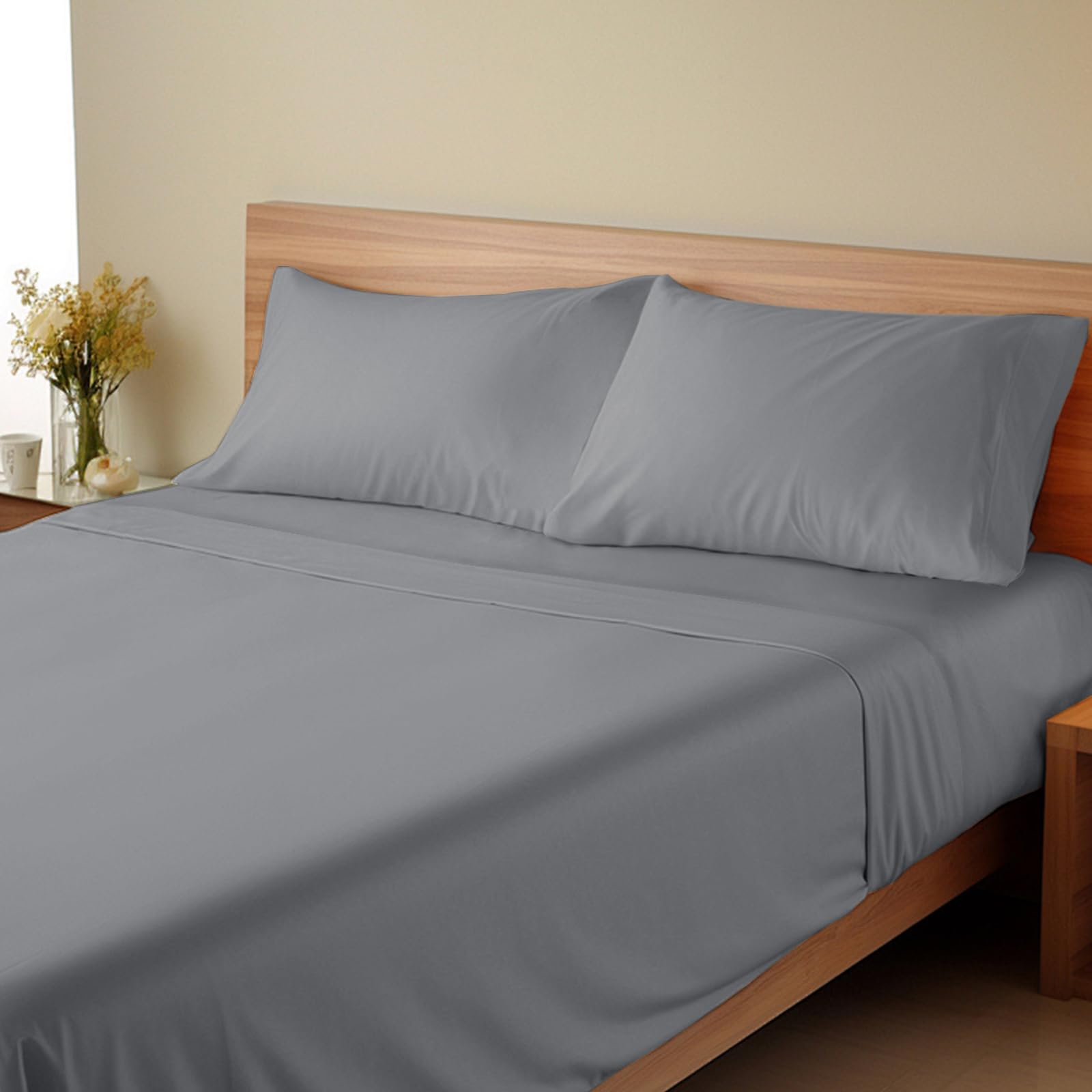 SPRINGSPIRIT Twin Sheets Set, 4 Piece Bed Sheets Set Deep Pockets, Super Soft Twin Sheets, Breathable Twin Bed Sheets Set, Grey