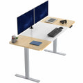 VIVO Electric 71 x 30 in Standing Desk, Memory Height Adjustment, 1B Series, Holds 220 lbs, White and Light Wood, Top Gray Frame