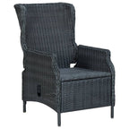 vidaXL Adjustable Reclining Patio Chair with Dark Gray Poly Rattan and Removable Cushions, Outdoor Lounge Chair for Sunbathing, Backyard, Garden, Sturdy Powder-Coated Steel Frame, Easy to Assemble
