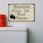 Attention: Focus, Aim Flush Funny Bathroom Signs Toilet Signs Restroom Decor Wall Decorations Art Plaque Rustic Mens Small Cute