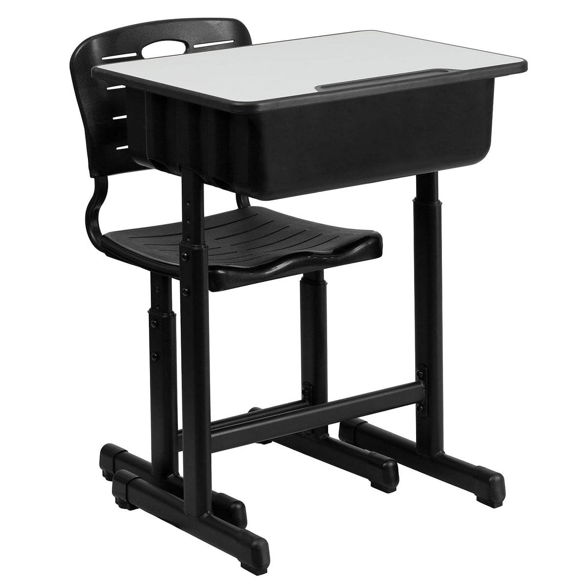 Flash Furniture Nila 24&quot;W Rectangular Adjustable Standing Student Desk And Chair, Black/Gray (Yuycx04609010)