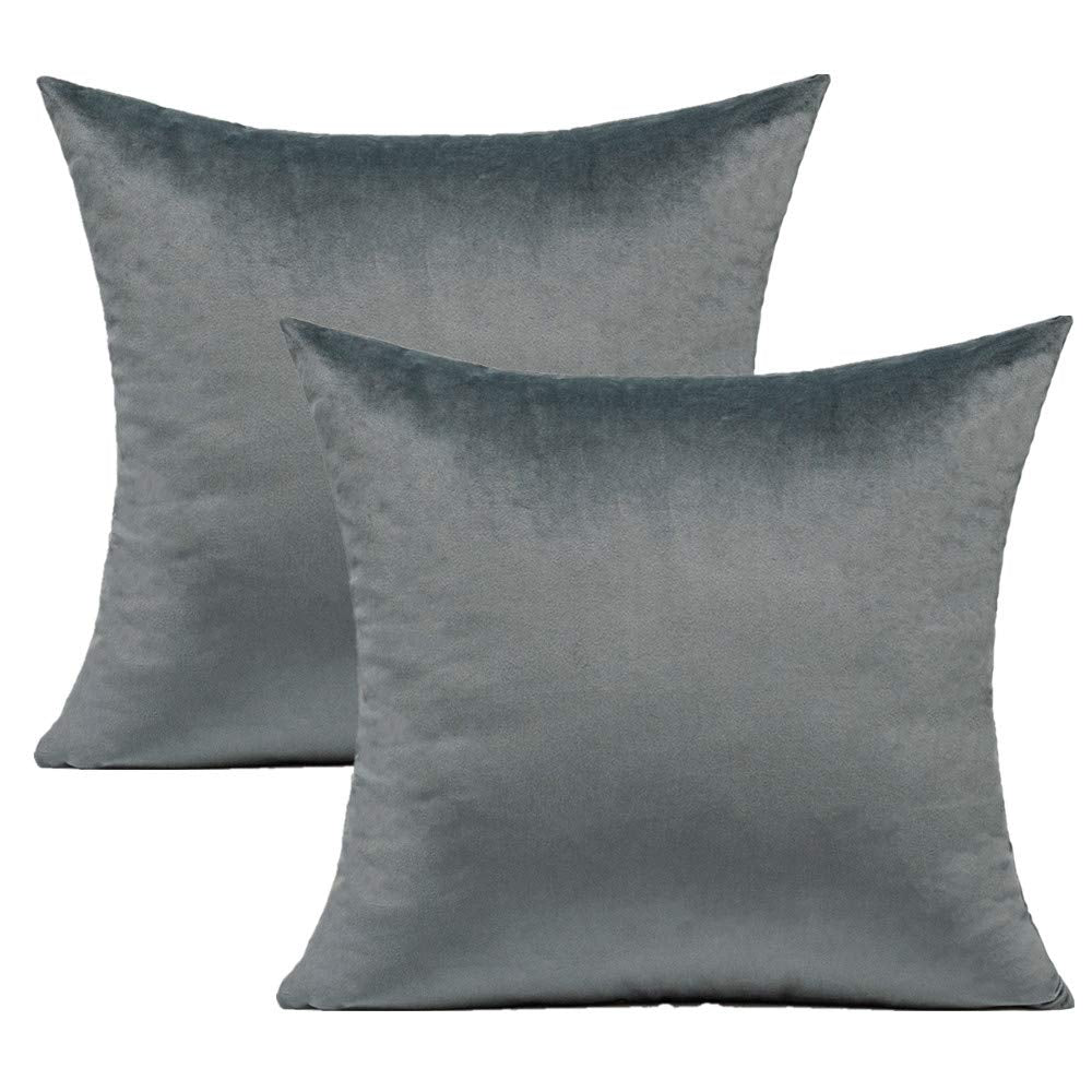Velvet Grey Gray Throw Pillow Covers Decorative Square Soft Solid Color Cushion Cases 20X20 Home Decor For Couch Sofa Bed Office
