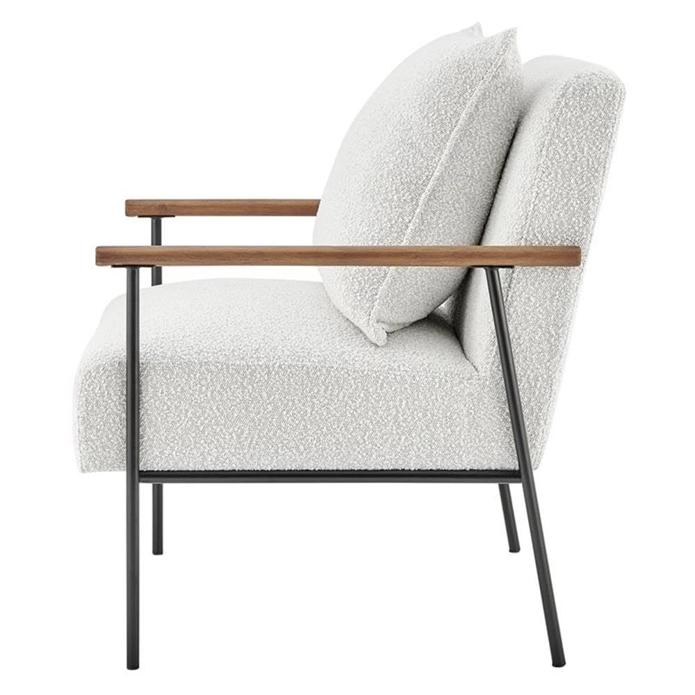 Npd Furniture And More Quinton Fabric Arm, Boucle Beige Accent Chair