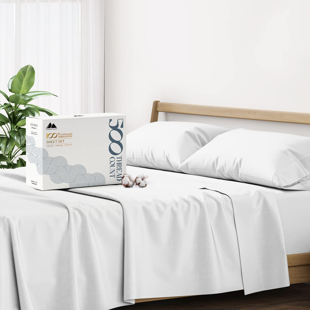 Mayfair Linen 100% Cotton Bed Sheets Twin Sheet Set - 500 Thread Count Sheets Twin Size 3 Pc Set (Silver), Soft, Cooling, Hotel-