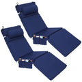 Wenqik 2 Pcs Outdoor Chaise Lounge Cushion With Pillow And Side Pocket Waterproof Lounge Chair Cushions With Pocket On Back 72 X