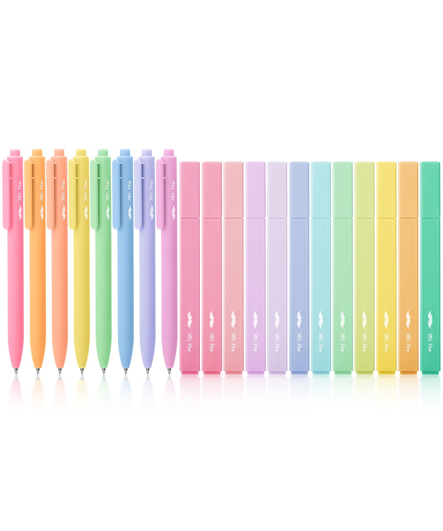 Mr. Pen- Aesthetic Highlighters And Gel Pens, 20 Pack, Colorful Bible Highlighters No Bleed, Colorful Ink Gel Pens, Cute Highlig