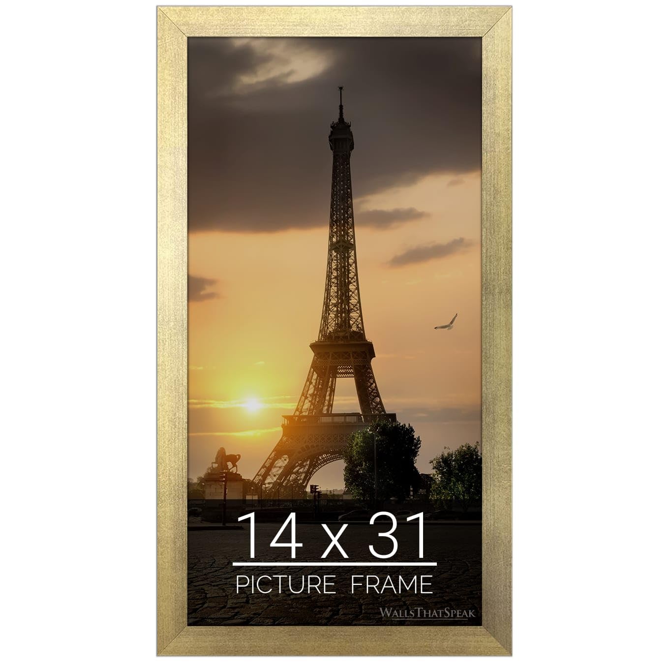 wallsthatspeak 14x31 Gold Picture Frame for Puzzles Posters Photos or Artwork