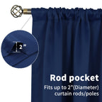 Bgment Short Blackout Curtains For Bedroom - Room Darkening Curtain Rod Pocket 45 Inch Length Thermal Insulated Window Drapes For Kitchen Bathroom Cafe, 42 X 45 Inch, 2 Panels, Navy Blue