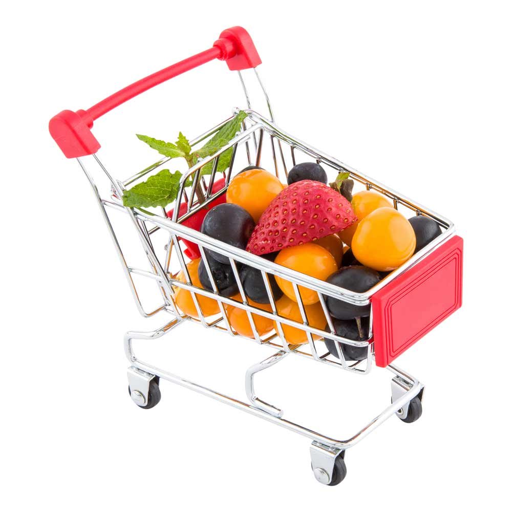 Restaurantware 5.5 x 5.4 Inch Mini Shopping Cart 1 Rectangle Tiny - Desk Organizer Accessory and Decoration, Toy Holder For Kids