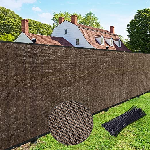 Upgrade Privacy Fence Screen 6'X73' Brown Outdoor 90% Visibility Blockage 170 Gsm Mesh Shade Cover Panels For Backyard,Balcony,H