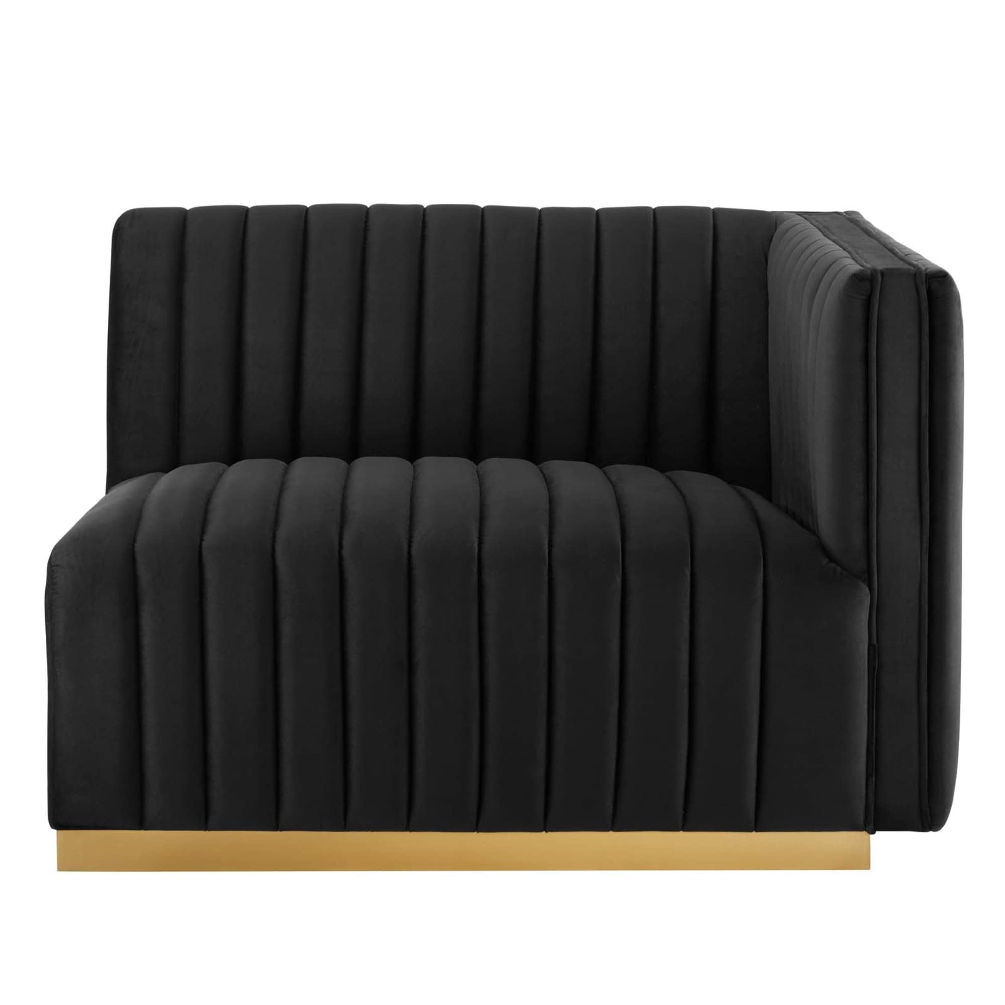Modway Conjure Channel Tufted Performance Velvet Right-Arm Chair In Gold/Black