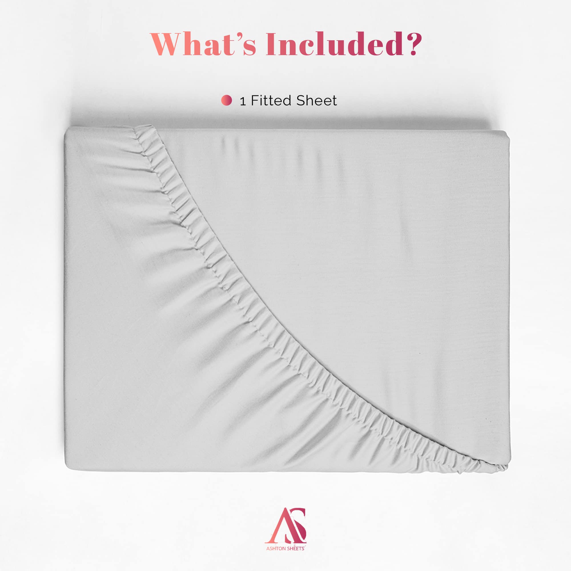 Ashton Sheets Luxury Egyptian Cotton King Fitted Sheet Only - 1000-Thread-Count 16'' Deep Pocket King Fitted Sheet, Soft, Coolin