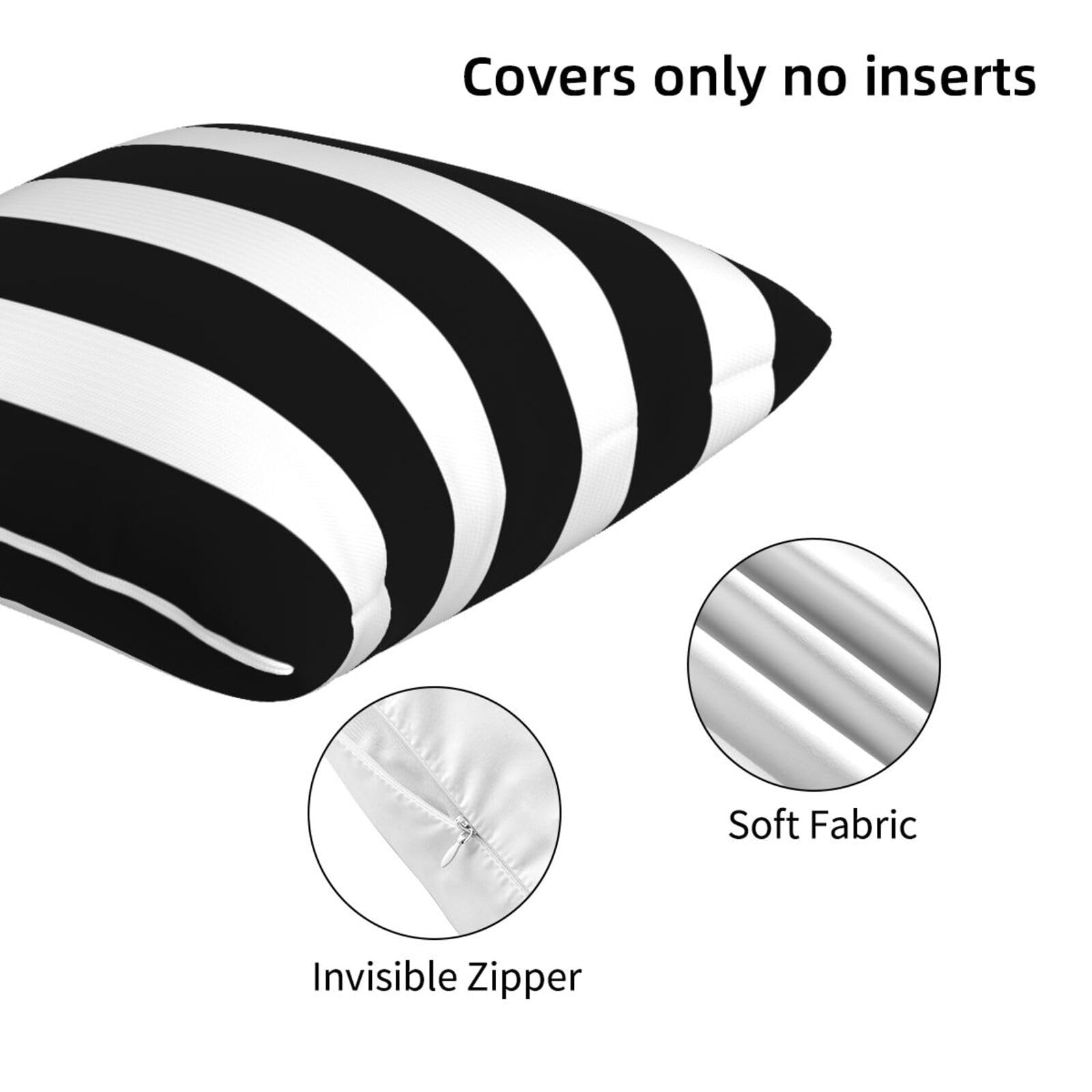 Stripe Black And White Farmhouse Throw Pillow Covers 18X18 In Pillow Case Soft Outdoor Pillow Case Cushion Covers Set Of 2 For S