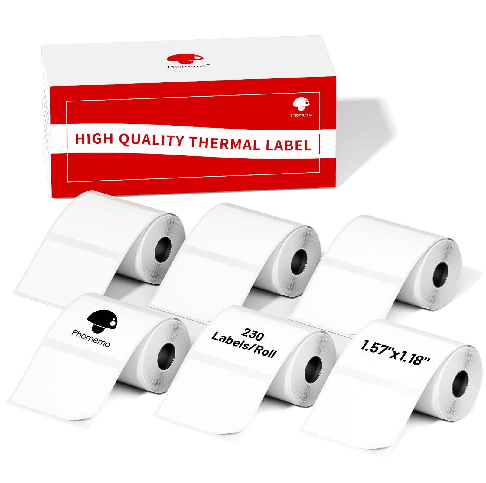 Phomemo 1.57'X1.18'(40X30Mm) Label, 6 Rolls M110/M110S/M120/M200/M220 Thermal Paper - Multi-Purpose Square Self-Adhesive Label