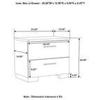 Coaster Home Furnishings Contemporary Felicity 2 Drawer Nightstand Bedside Table No Assembly White High Gloss 203502