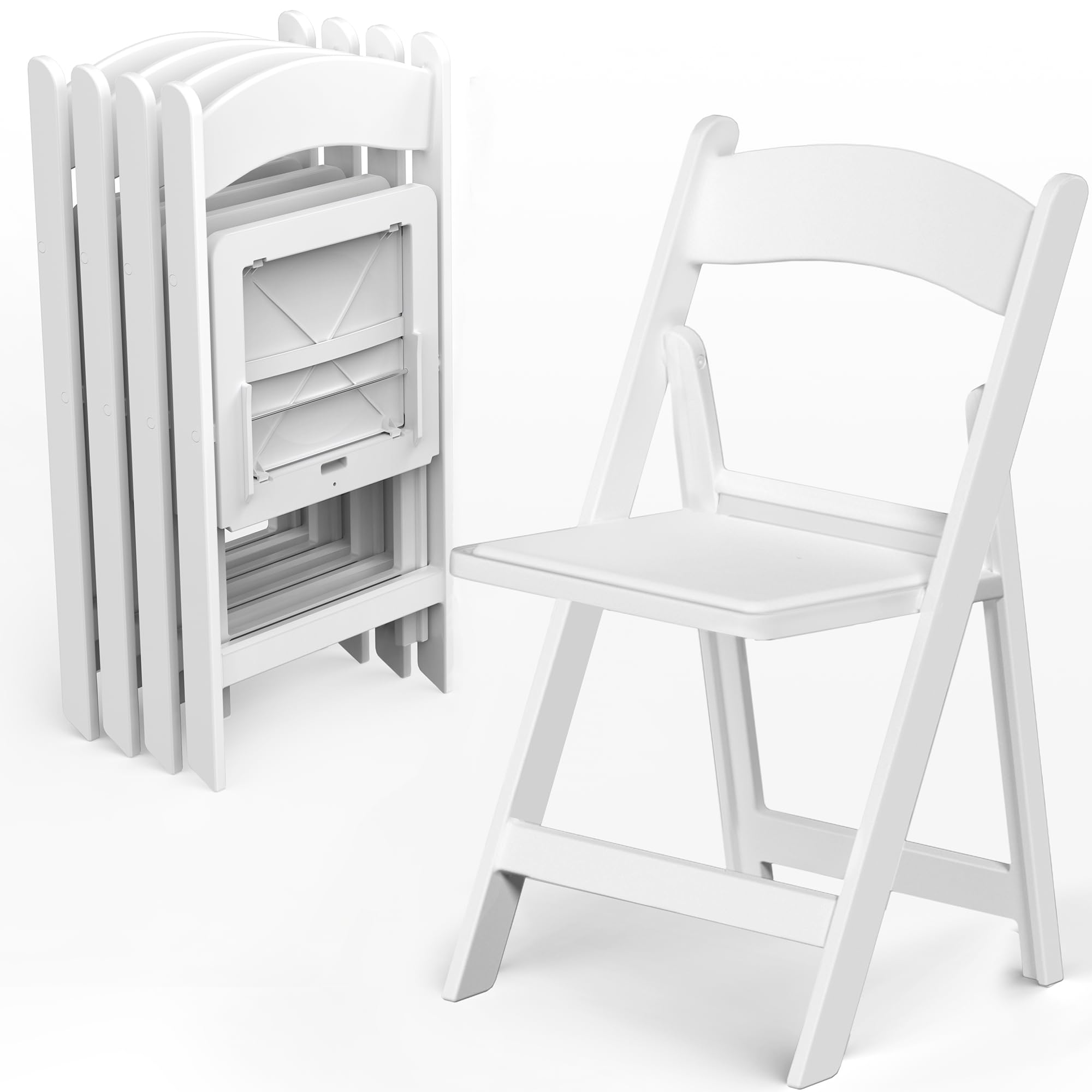 Allpop 4 Pack Resin Folding Chair With Vinyl Padded Seat, 550Lb Capacity, Commercial Chair Set For Party Wedding Picnic Events,
