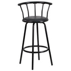 Flash Furniture Charla Crown Back Black Metal Barstool with Black Vinyl Swivel Seat