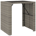 vidaXL Modern Outdoor Bar Table with Tempered Glass Top and PE Rattan Construction, Rectangular Gray Pub Table for Patio, Garden