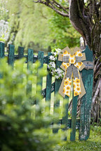 Large Spring Wreath Bows Spring Sunflowers White Black Plaid Burlap Bows For Wreaths, Brown Linen Ribbon Bows Tree Topper Bows F