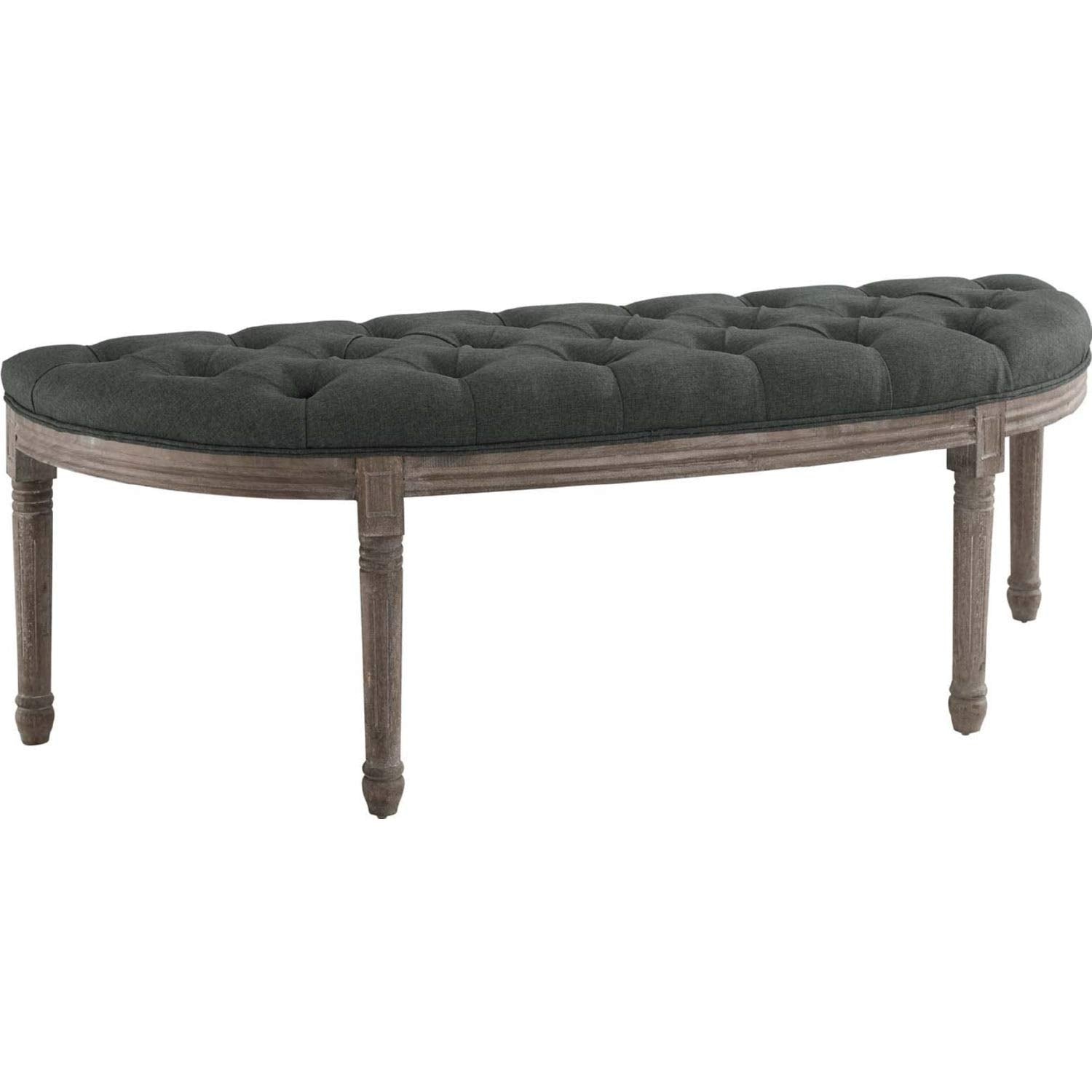 Modway Esteem Vintage French Upholstered Fabric Semi-Circle Entryway Bench In Gray