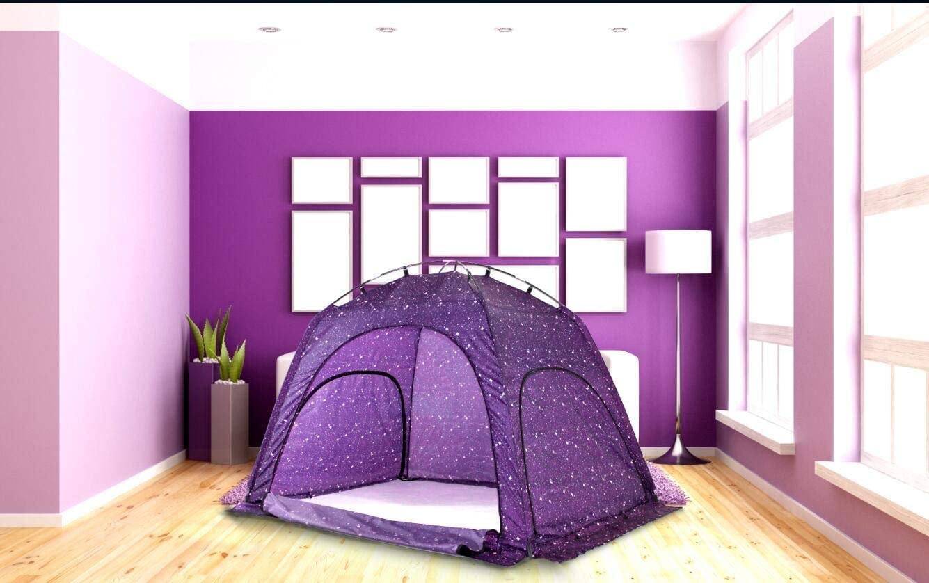 Laylala Indoor Privacy and Play Tent on Bed Sleep Cozy in Drafty Room,Privacy Tent on Bed for Warm (Starlight,Purple)