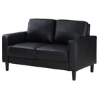 Coaster Home Furnishings Ruth Upholstered Track Arm Faux Leather Loveseat Black