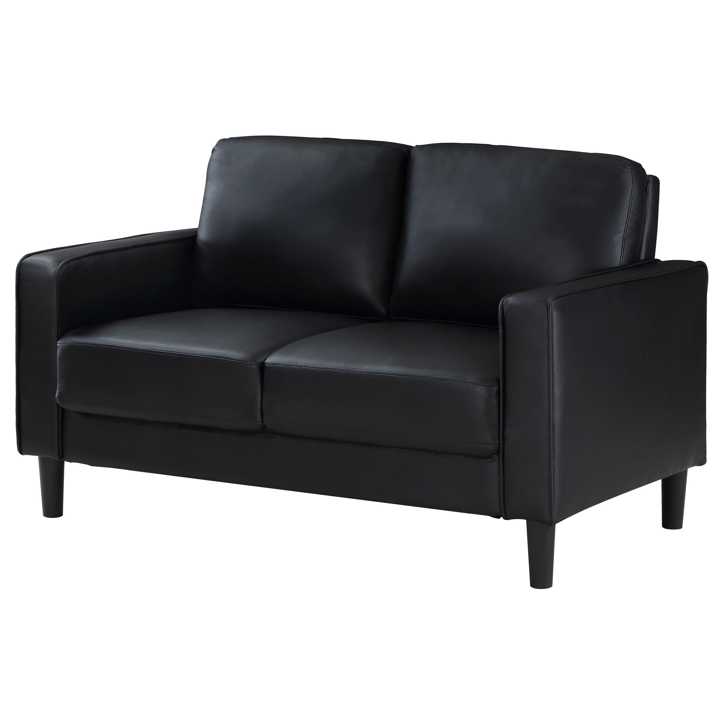 Coaster Home Furnishings Ruth Upholstered Track Arm Faux Leather Loveseat Black
