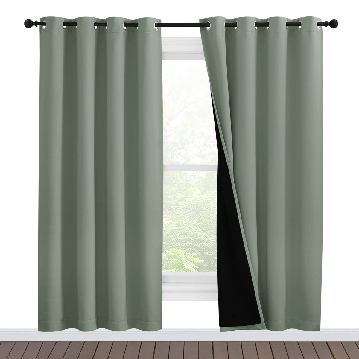Nicetown 100% Blackout Window Curtain Panels, Full Light Blocking Drapes With Black Liner For Nursery, 78-Inch Drop Thermal Insu