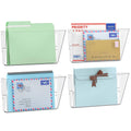 Gawerk 4 Pack Clear Single Pocket Wall File Holder Hanging Wall Organizer, Wall Mount Mails Magazines Organizer For Office And H