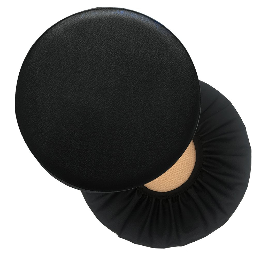 Sigmat 2 Pack Waterproof PU Bar Stool Cover Anti-Slip Round Seat Cover 19.5 Inch Black